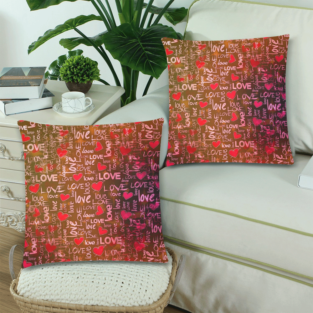 Big Love Pattern by K.Merske Custom Zippered Pillow Cases 18"x 18" (Twin Sides) (Set of 2)