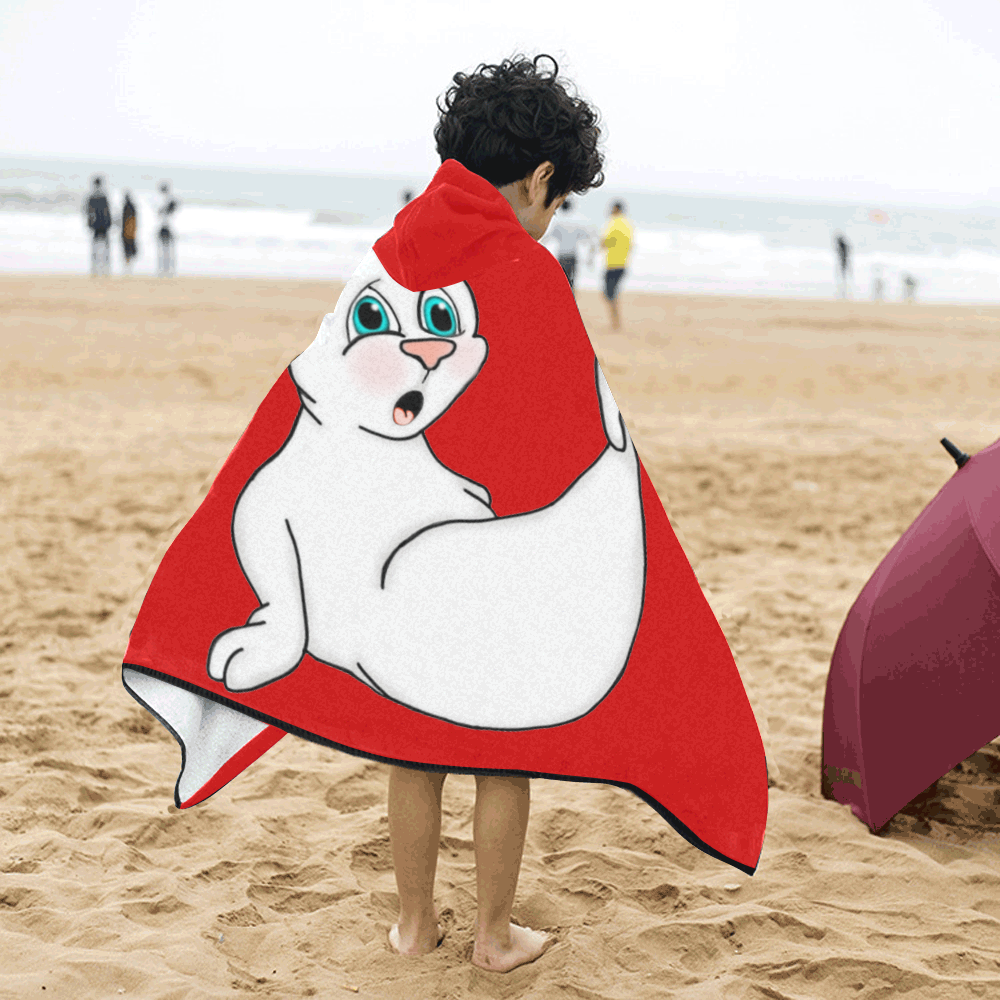 Surprised Seal Red Kids' Hooded Bath Towels
