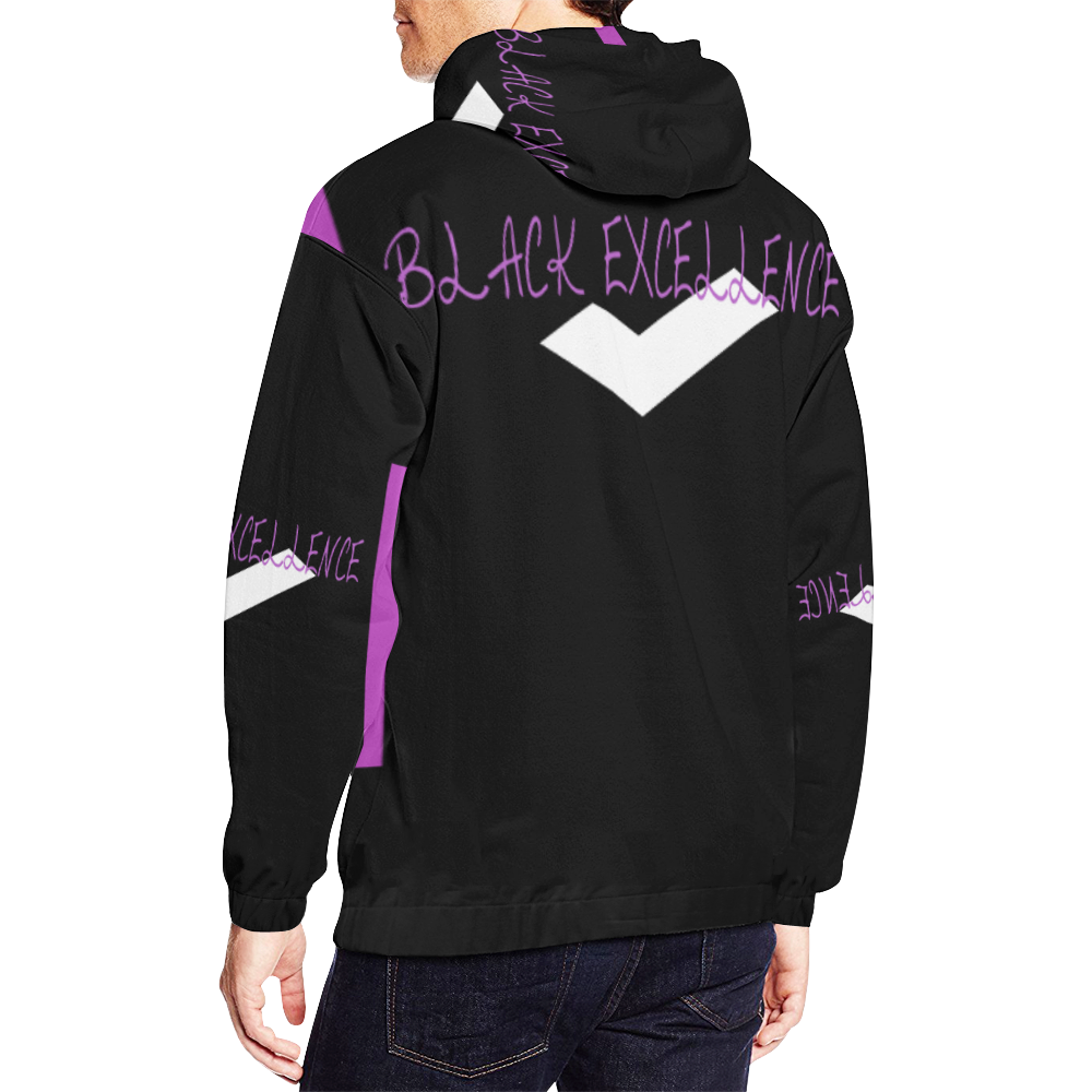 Black Excellence Purple and black Hoodie All Over Print Hoodie for Men/Large Size (USA Size) (Model H13)