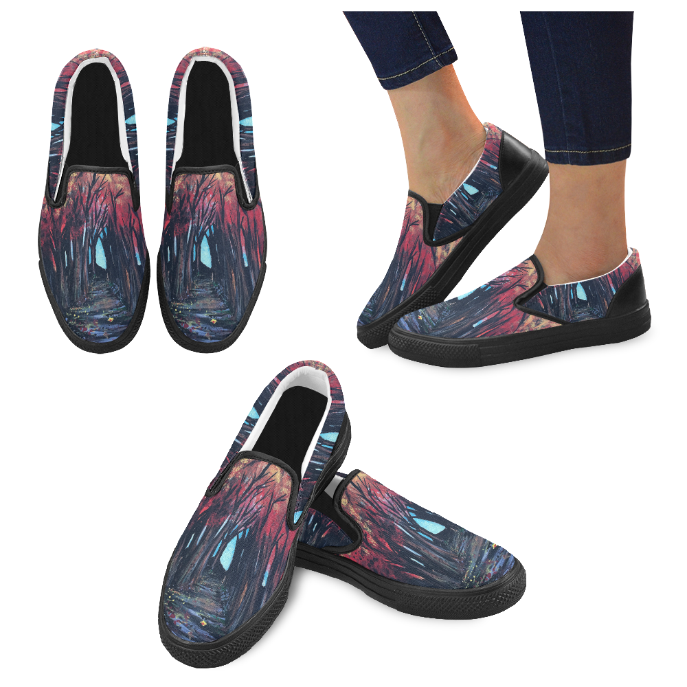 Autumn Day Women's Unusual Slip-on Canvas Shoes (Model 019)