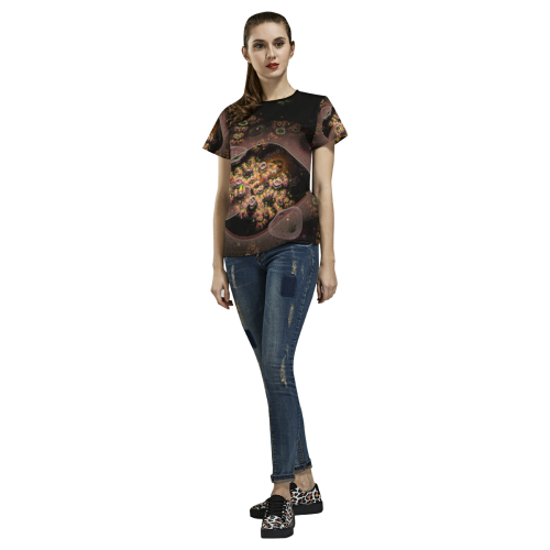 Fractal flash All Over Print T-shirt for Women/Large Size (USA Size) (Model T40)