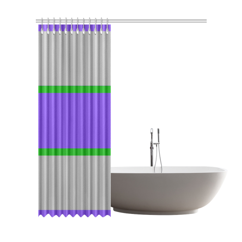 Purple, Gray and Green Stripes Shower Curtain 72"x84"