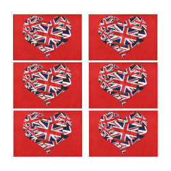 Union Jack British UK Flag Heart Red Placemat 12’’ x 18’’ (Six Pieces)