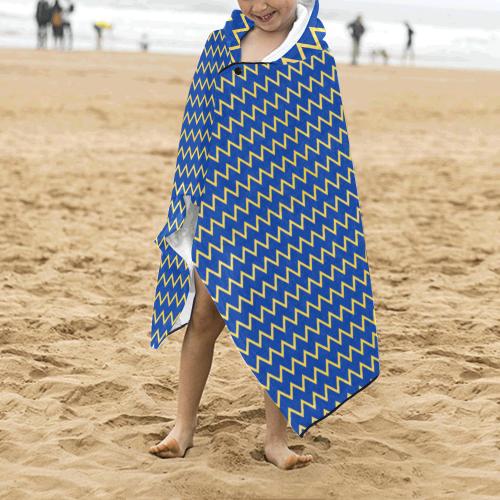 Chevron Jaune/Bleu Kids' Hooded Bath Towels