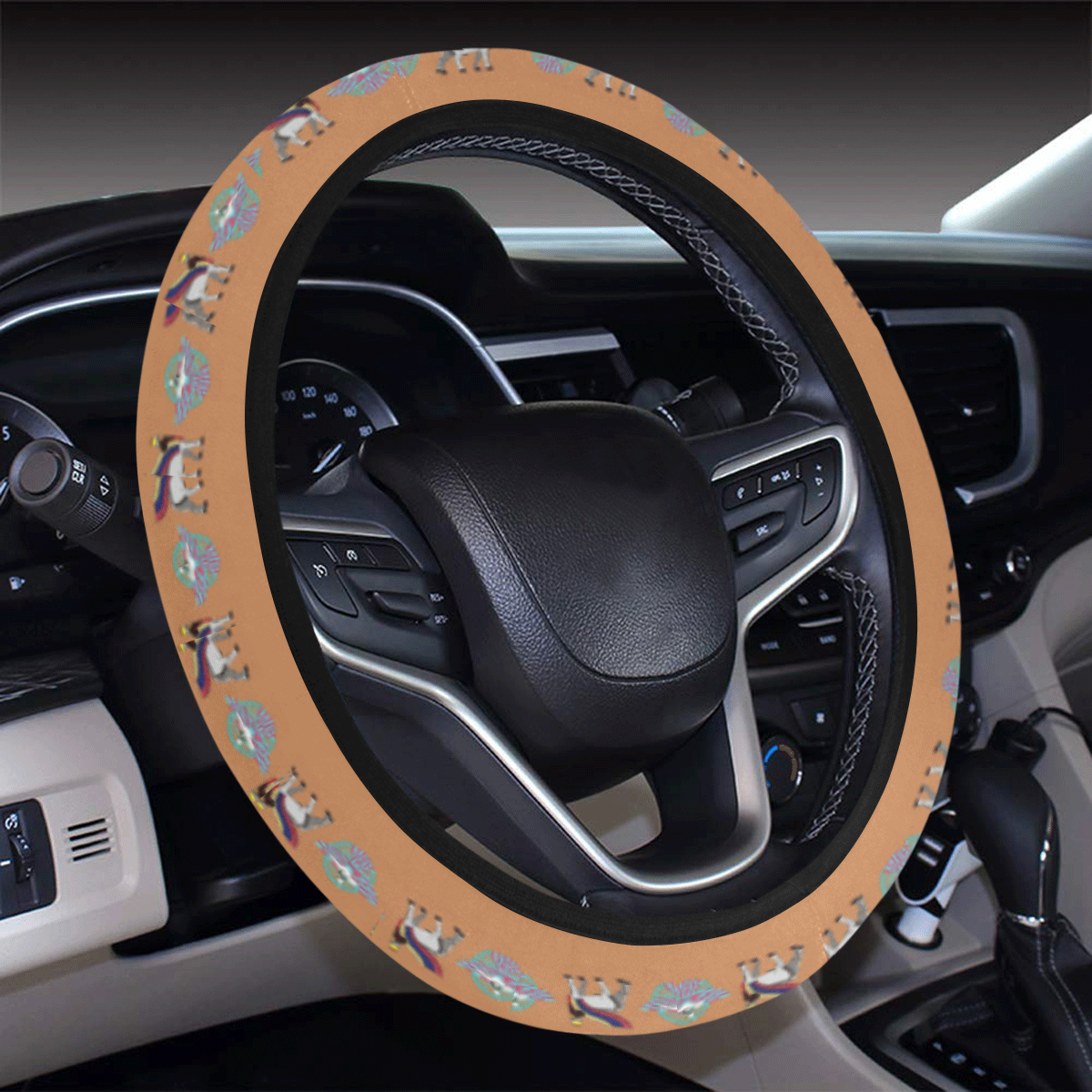 Ashur and Lamassu Steering Wheel Cover with Elastic Edge