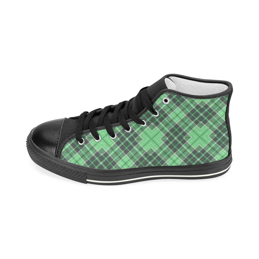 STRIPES LIGHT GREEN Women's Classic High Top Canvas Shoes (Model 017)