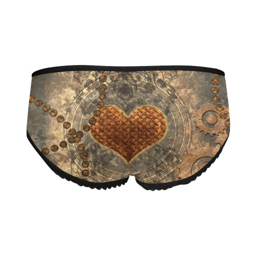 Steampuink, rusty heart with clocks and gears Women's All Over Print Classic Briefs (Model L13)