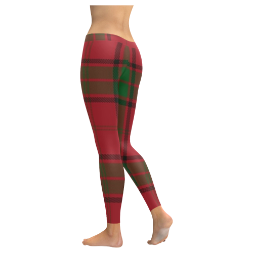 Red And Green Tartan Plaid Women's Low Rise Leggings (Invisible Stitch) (Model L05)