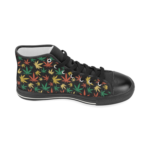 Cannabis Pattern Women's Classic High Top Canvas Shoes (Model 017)