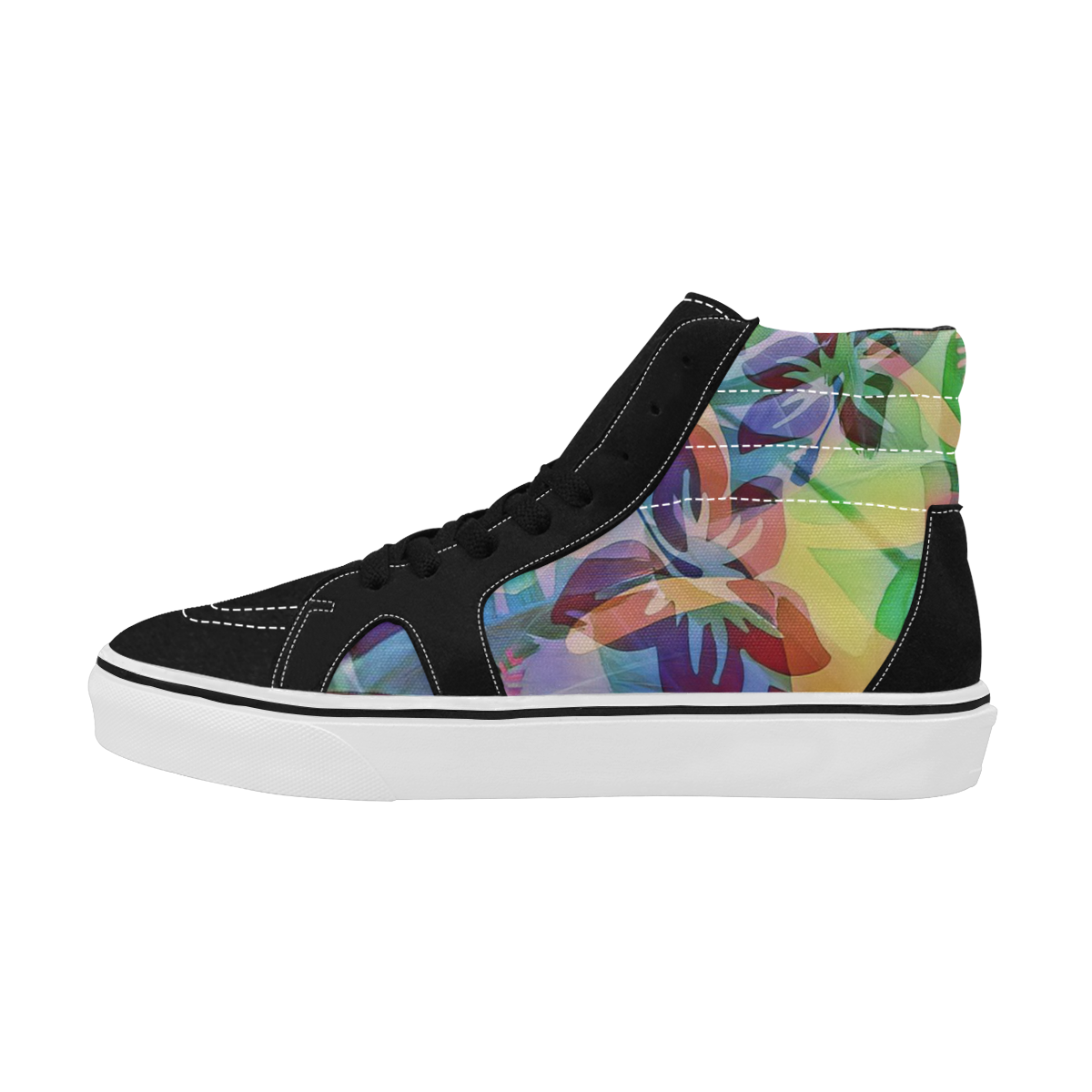 trendy floral mix 818A by JamColors Women's High Top Skateboarding Shoes/Large (Model E001-1)