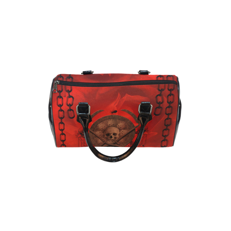 Skulls on red vintage background Boston Handbag (Model 1621)