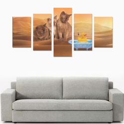 Lovely Kitties With Dancing Ballerina Canvas Print Sets C (No Frame)