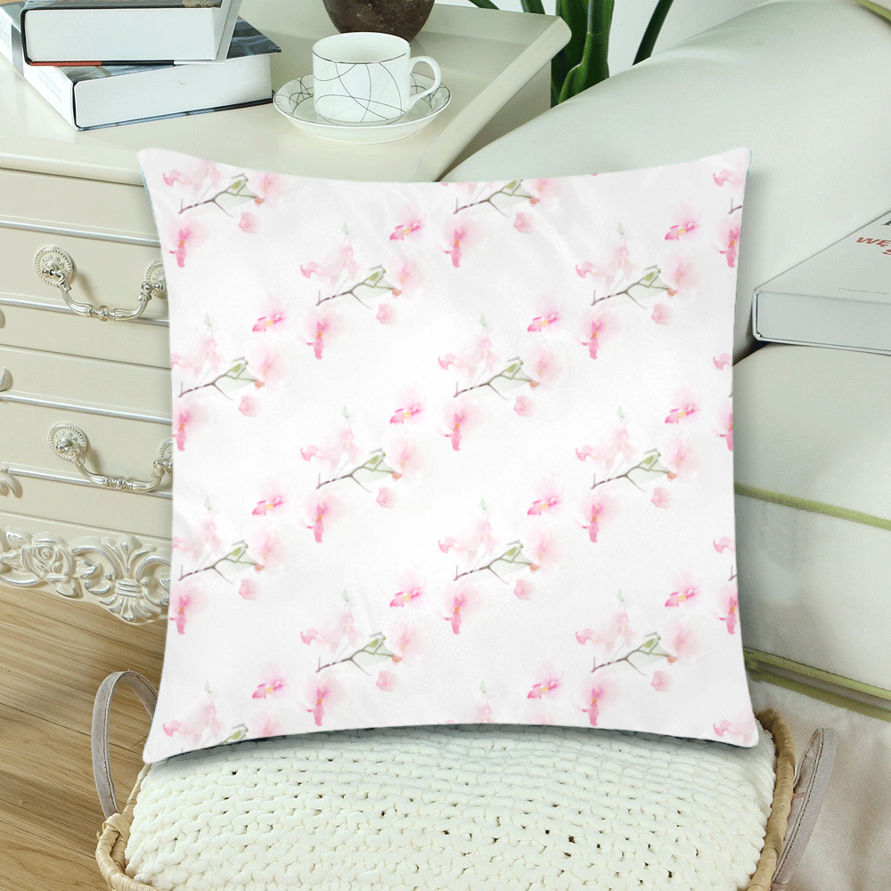 Pattern Orchidées Custom Zippered Pillow Cases 18"x 18" (Twin Sides) (Set of 2)