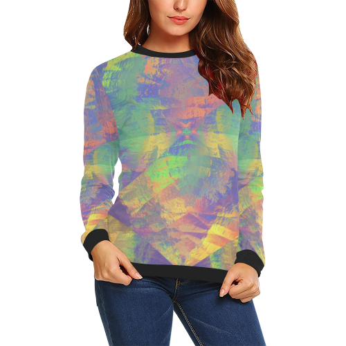 Brushstrokes All Over Print Crewneck Sweatshirt for Women (Model H18)