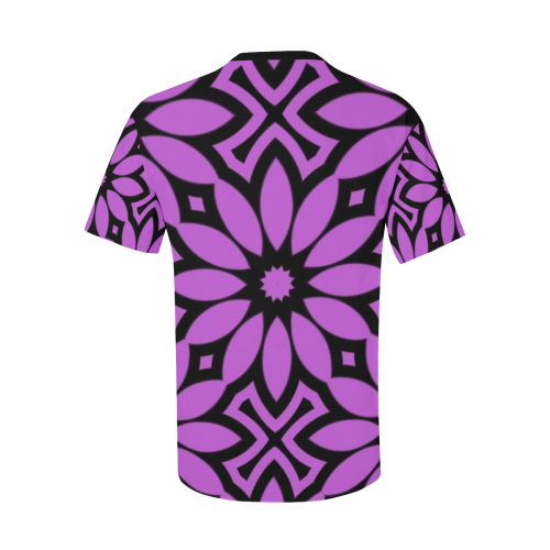Purple/Black Flowery Pattern Men's All Over Print T-Shirt with Chest Pocket (Model T56)