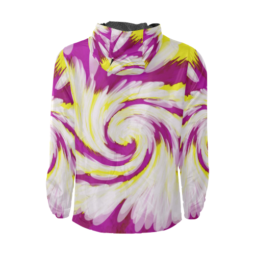 Pink Yellow Tie Dye Swirl Abstract Unisex All Over Print Windbreaker (Model H23)
