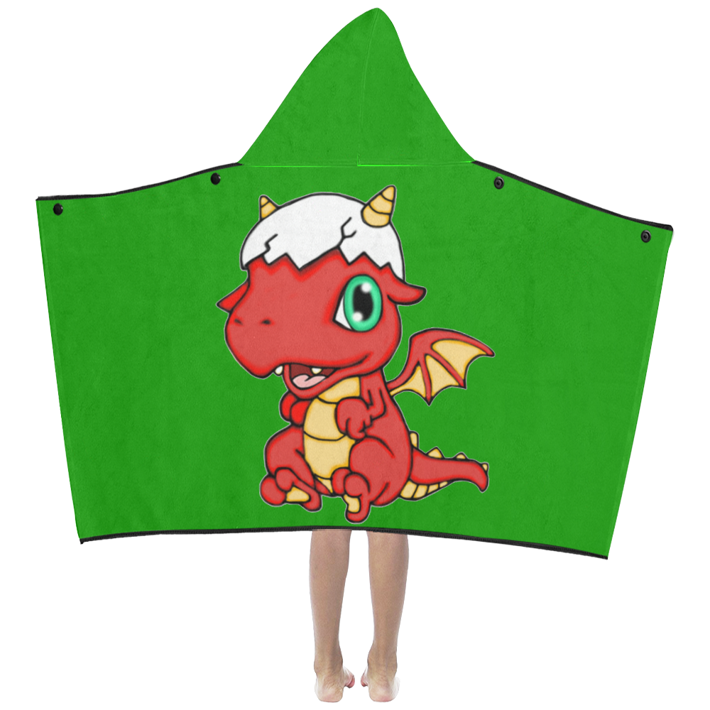 Baby Red Dragon Green Kids' Hooded Bath Towels