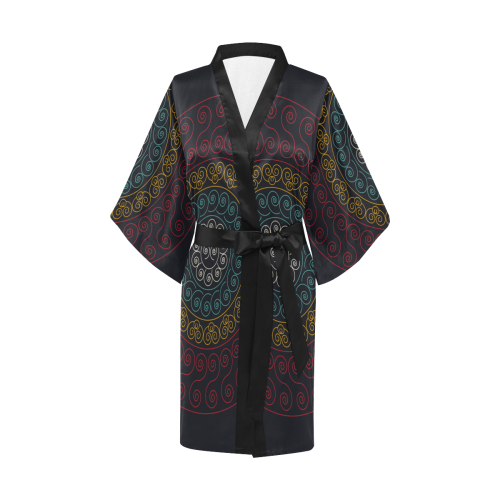 Round Red Mandalas Kimono Robe