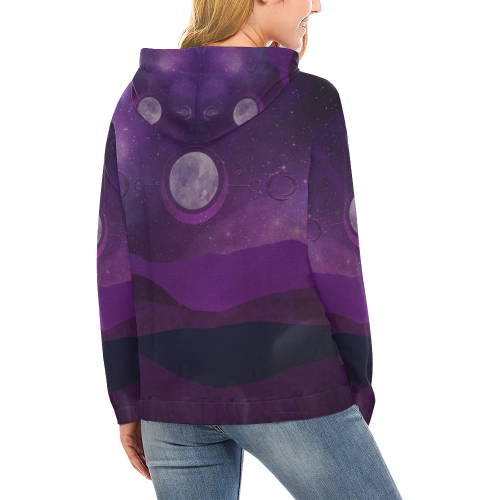 Purple Moon Night All Over Print Hoodie for Women (USA Size) (Model H13)