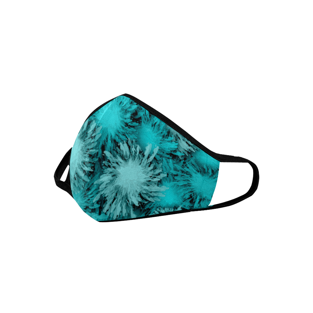 Abstract Turquoise frosty flowers, pattern Mouth Mask