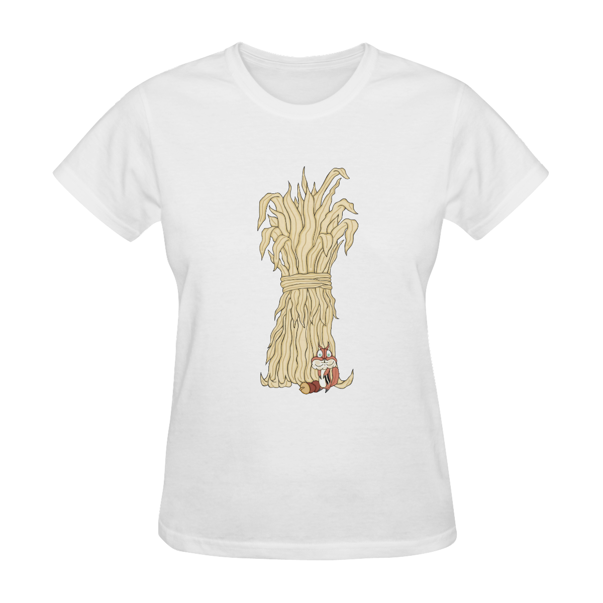 Autumn Chipmunk And Haystack White Women's T-Shirt in USA Size (Two Sides Printing)