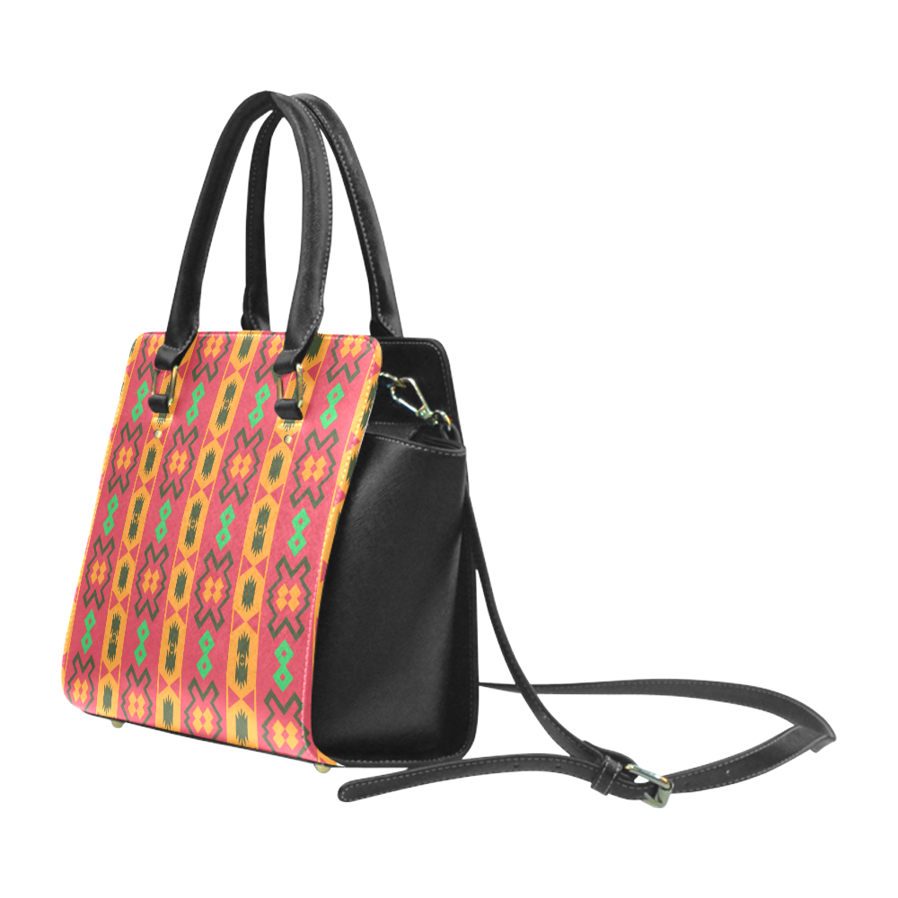 Tribal shapes in retro colors (2) Classic Shoulder Handbag (Model 1653)