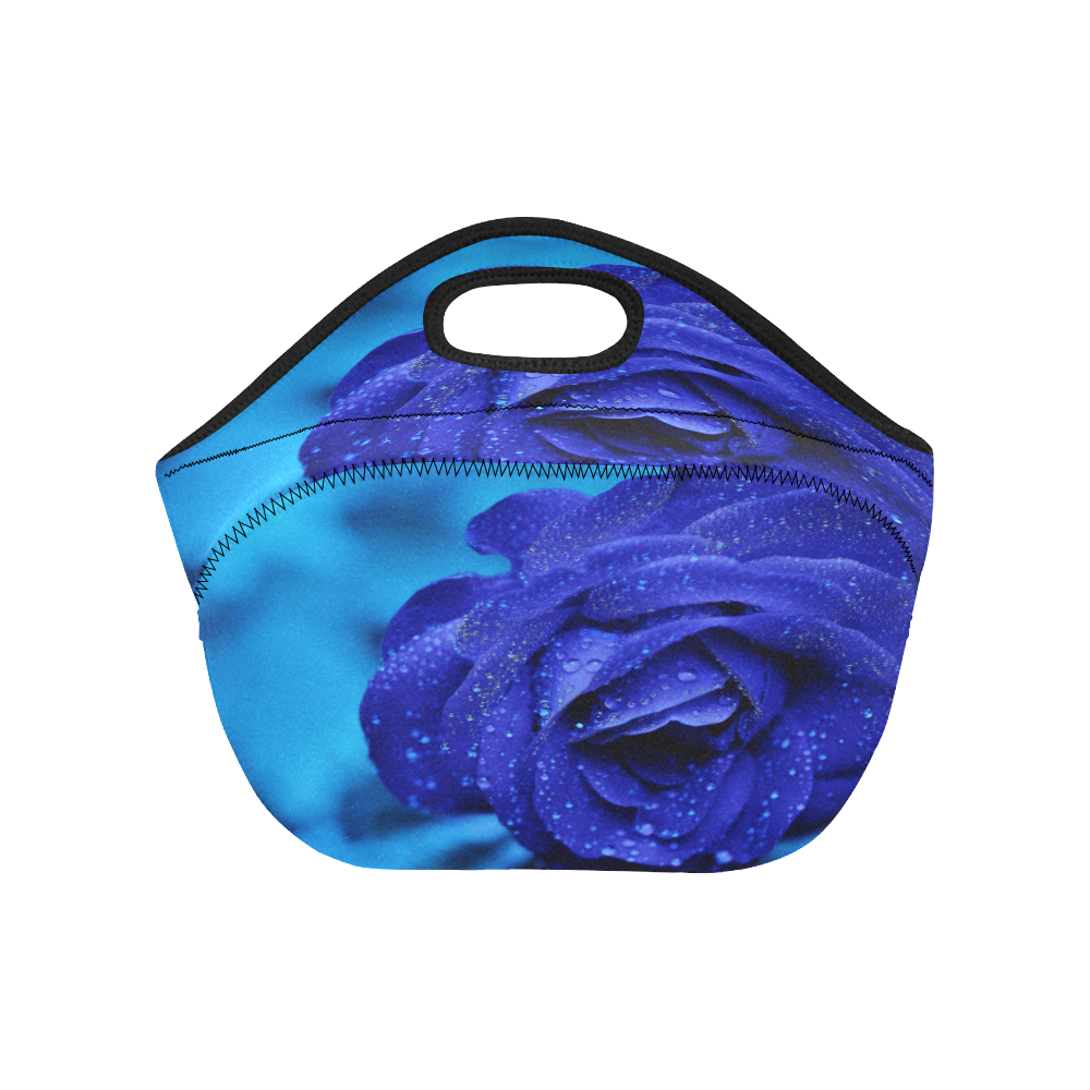 Blue rose Neoprene Lunch Bag/Small (Model 1669)