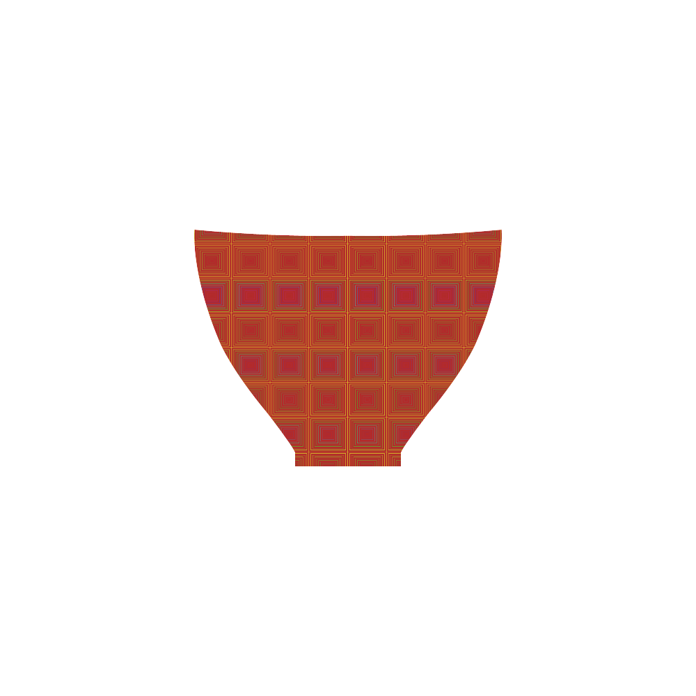 Red orange golden multicolored multiple squares Custom Bikini Swimsuit