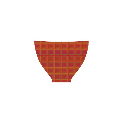 Red orange golden multicolored multiple squares Custom Bikini Swimsuit