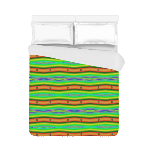 Bright Green Orange Stripes Pattern Abstract Duvet Cover 86"x70" ( All-over-print)