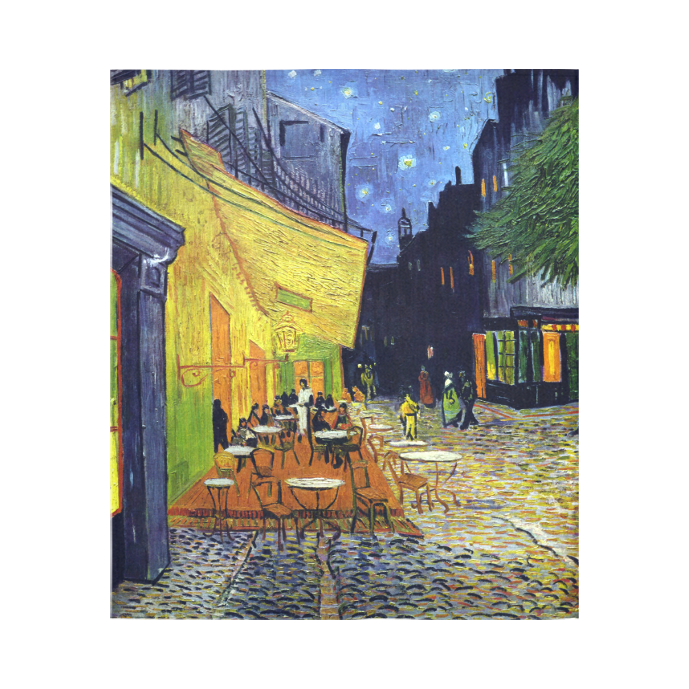 Vincent Willem van Gogh - Cafe Terrace at Night Cotton Linen Wall Tapestry 51"x 60"