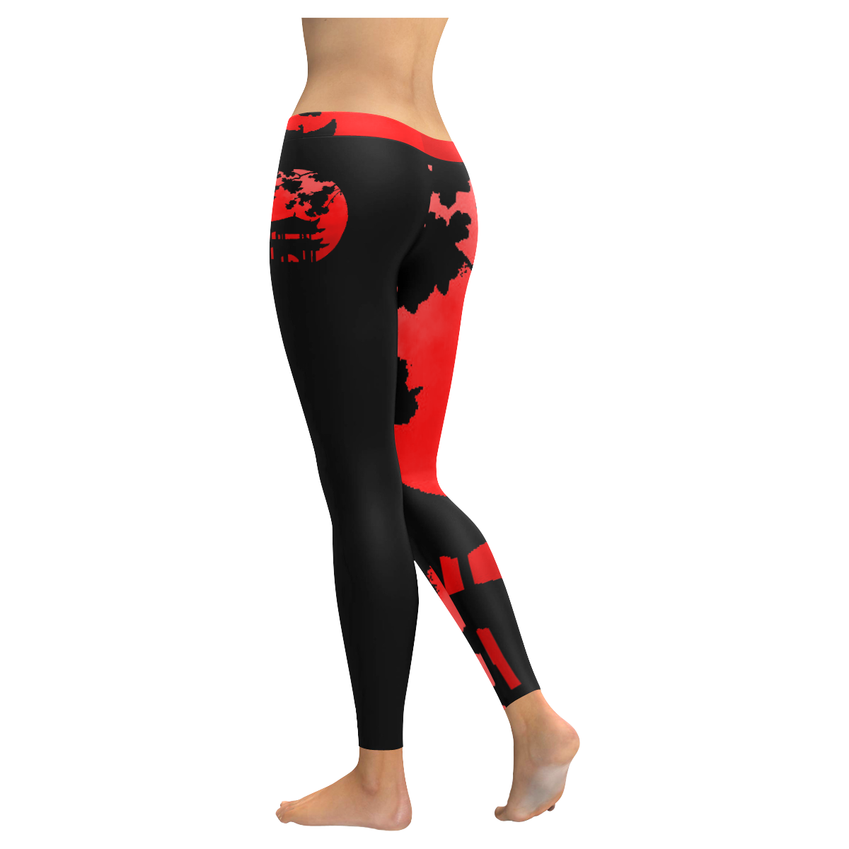 Japanese Sunset Women's Cherry Blossom Sports & Yoga Women's Low Rise Leggings (Invisible Stitch) (Model L05)