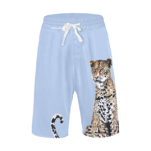 Rodger Leopard front print on icy blue Men's All Over Print Casual Shorts (Model L23)