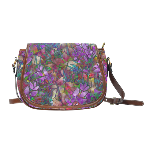 Floral Abstract Stained Glass G175 Saddle Bag/Large (Model 1649)