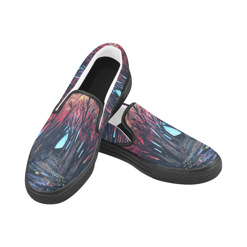 Autumn Day Women's Slip-on Canvas Shoes (Model 019)