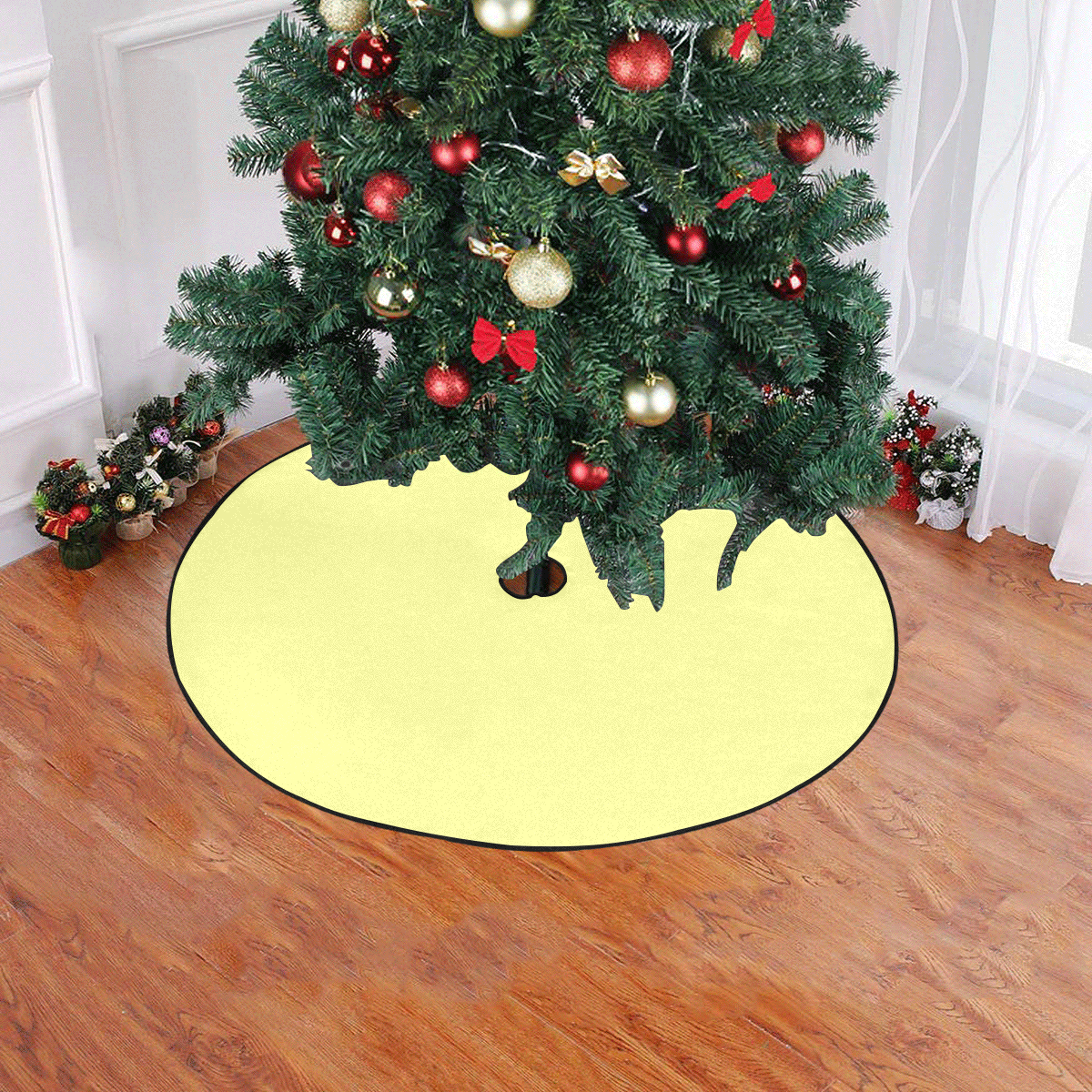 color canary yellow Christmas Tree Skirt 47" x 47"