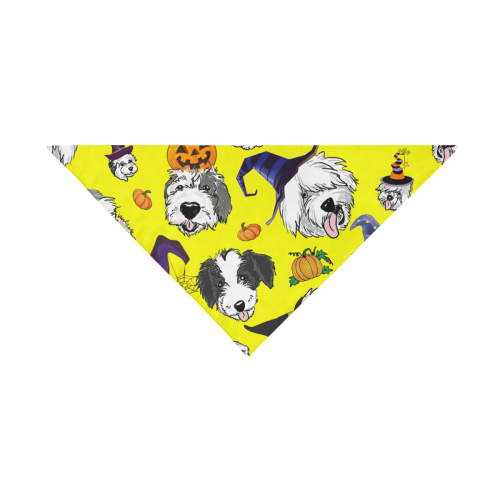 Halloween OES faces yellow Pet Dog Bandana/Large Size