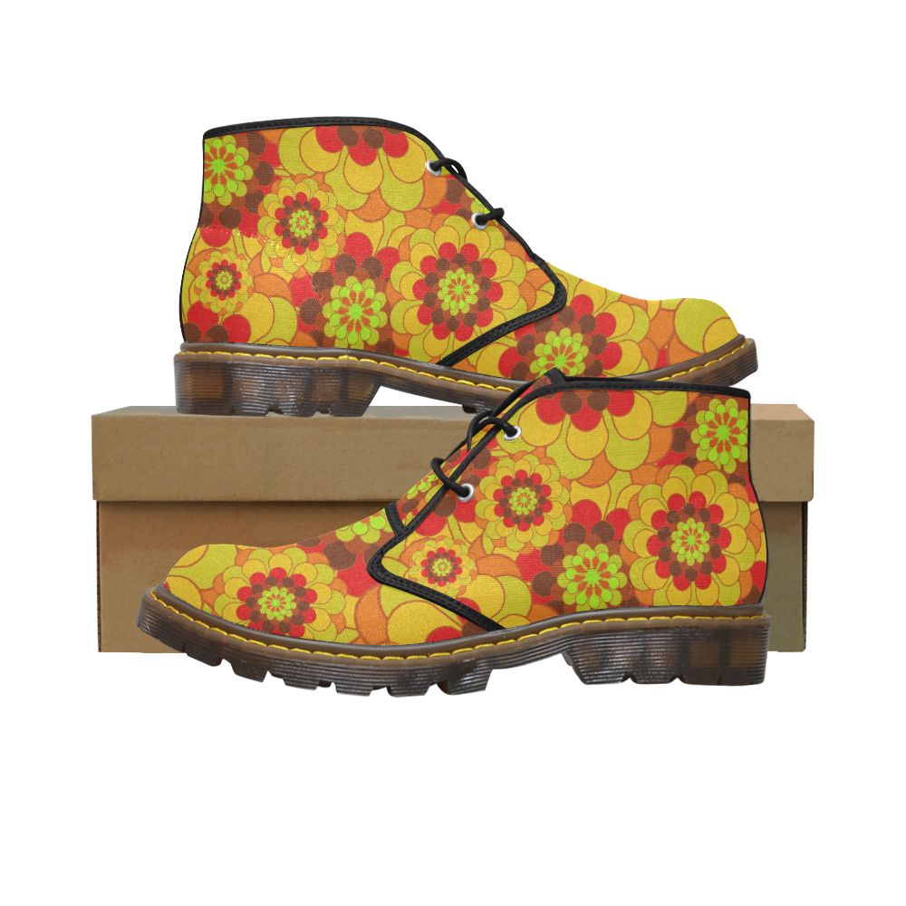 FLORAL DESIGN 9 Women's Canvas Mid-Top Boots (Model 2402-1)