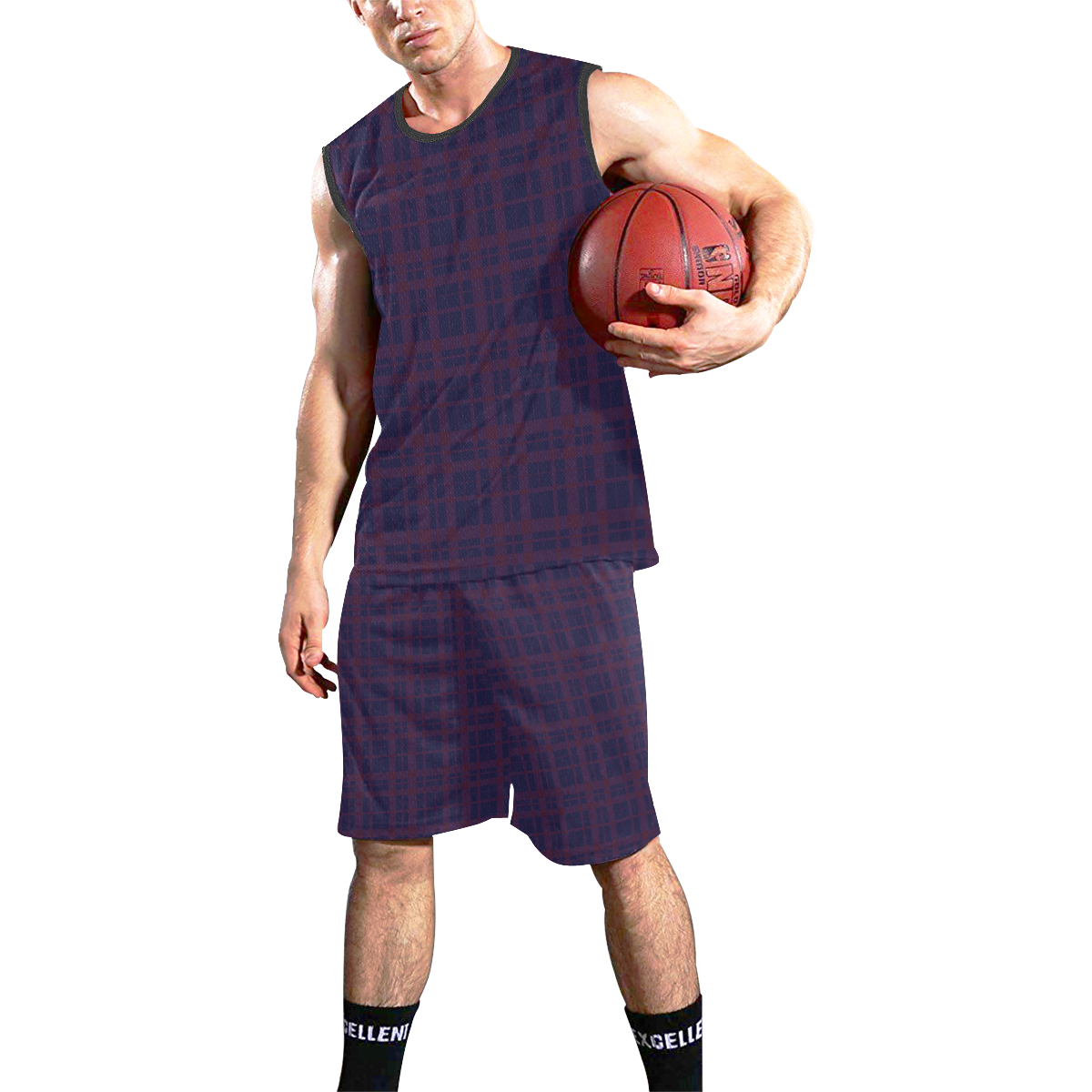 Purple Plaid Team Basketball Uniforms All Over Print Basketball Uniform