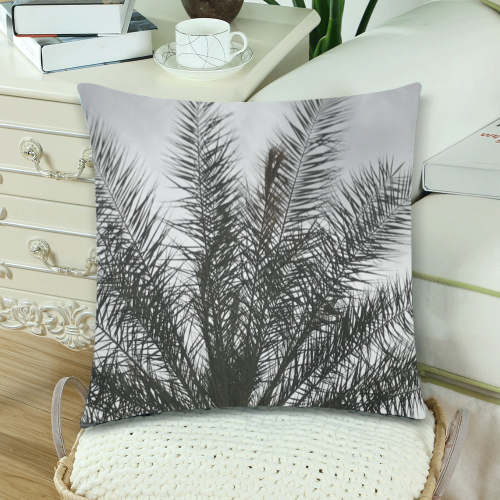 B&W Palm Custom Zippered Pillow Cases 18"x 18" (Twin Sides) (Set of 2)