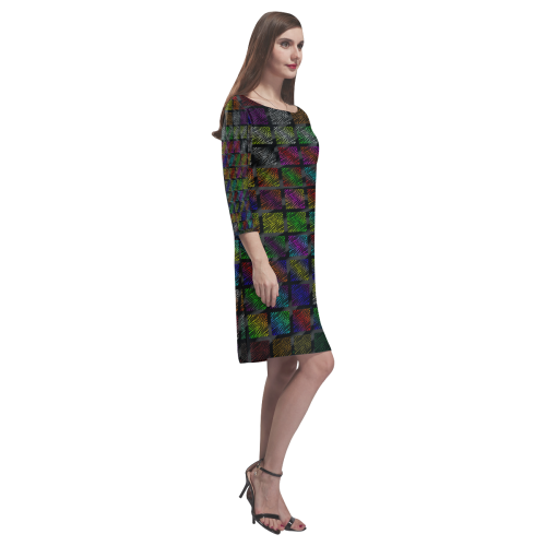Ripped SpaceTime Stripes Collection Rhea Loose Round Neck Dress(Model D22)