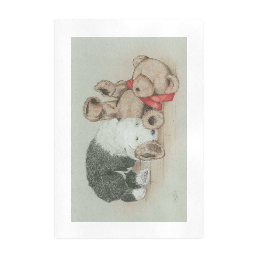 Sleepytime with Teddy Art Print 19‘’x28‘’