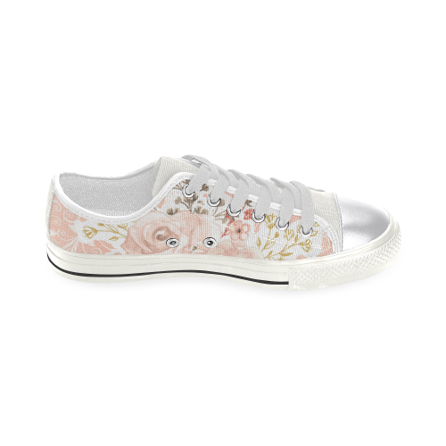 Pink Watercolor Flowers Shoes Women's Classic Canvas Shoes (Model 018)