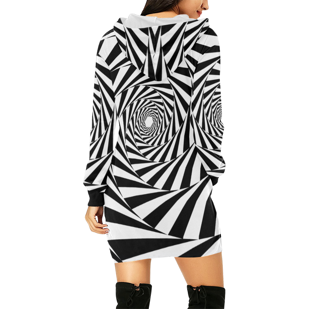 Spiral All Over Print Hoodie Mini Dress (Model H27)