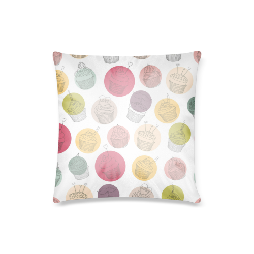 Colorful Cupcakes Custom Pillow Case 16"x16"  (One Side Printing) No Zipper