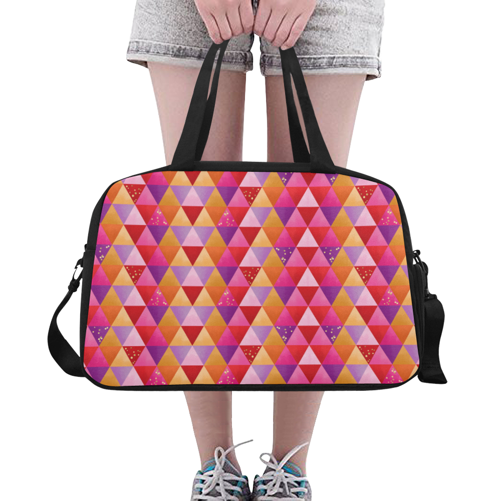 Triangle Pattern - Red Purple Pink Orange Yellow Fitness Handbag (Model 1671)