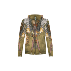Steampunk lady with clocks and gears All Over Print Full Zip Hoodie for Kid (Model H14)