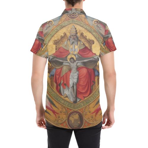 Vintage Jesus on Cross Oil Painting Men's All Over Print Short Sleeve Shirt (Model T53)
