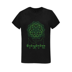 Mandala with Green Tara Mantra Women's T-Shirt in USA Size (Two Sides Printing)