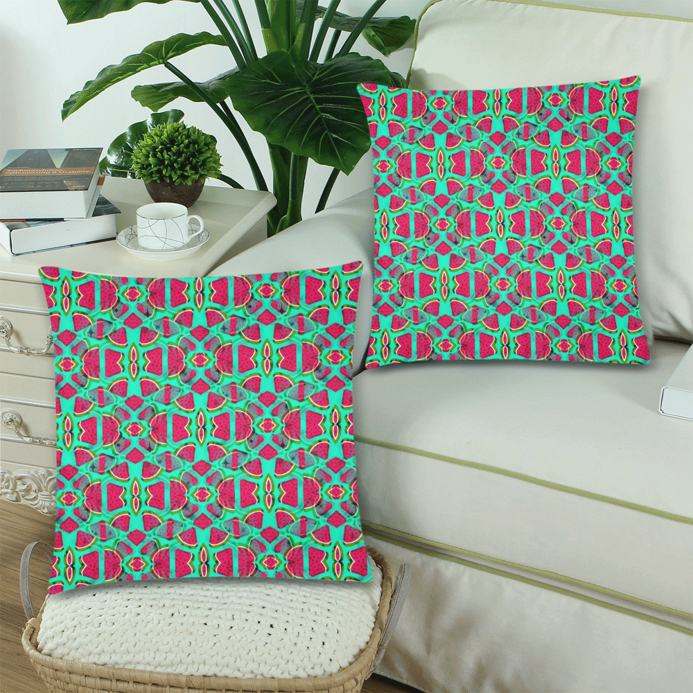 Melon Pattern by K.Merske Custom Zippered Pillow Cases 18"x 18" (Twin Sides) (Set of 2)